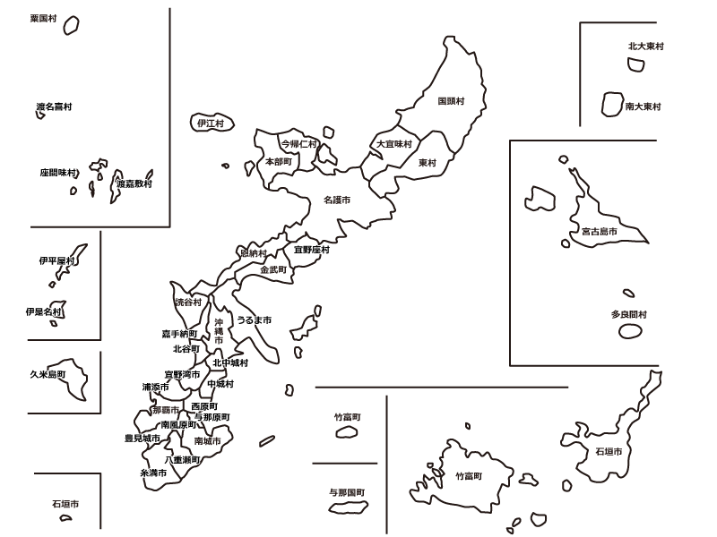 沖縄県の白地図